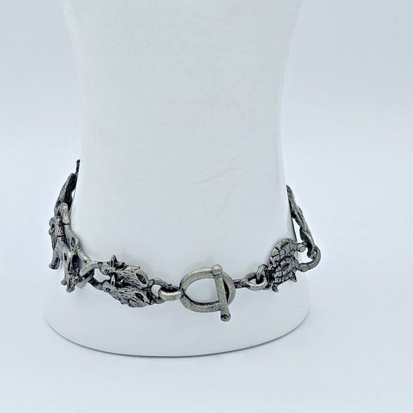 Noah's Ark Bracelet Vintage Charm Pewter Christian Religious Bible Story Jewelry - Picture 6 of 8